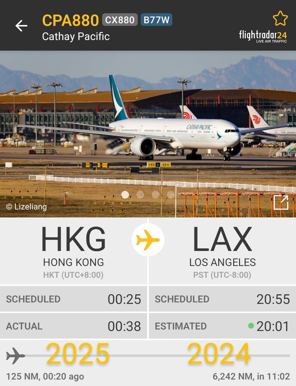 A Plane Departing Hong Kong in 2025 Will Touch Down in Los Angeles in 2024