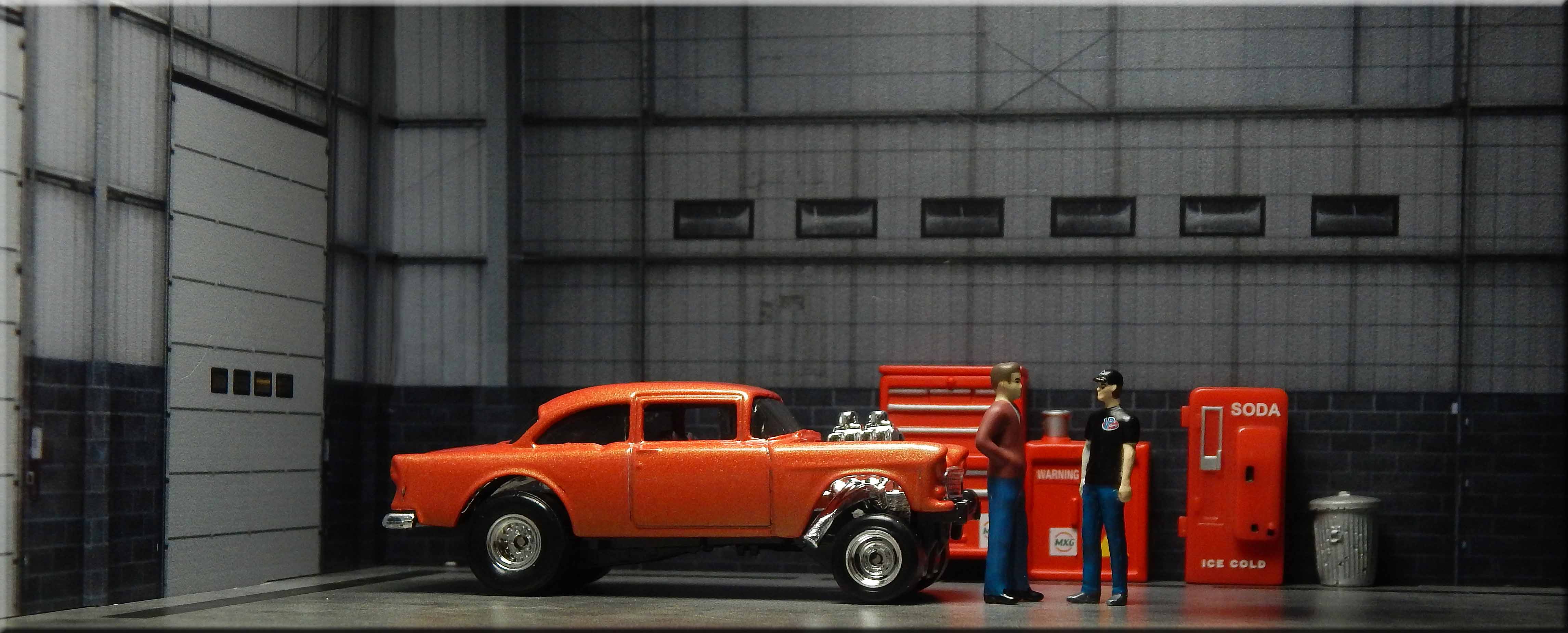 Check Out This Custom Hot Wheels 55 Chevy Belair Gasser with Real Riders!