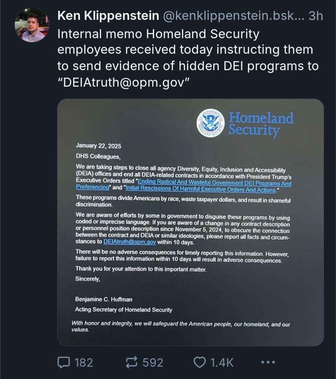 Homeland Security Memo Featuring an Email Address