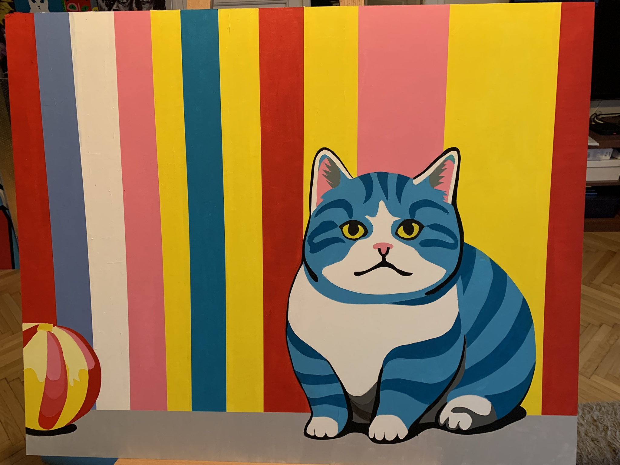 Chonky Cat with a Ball: A Masterpiece of Feline Art