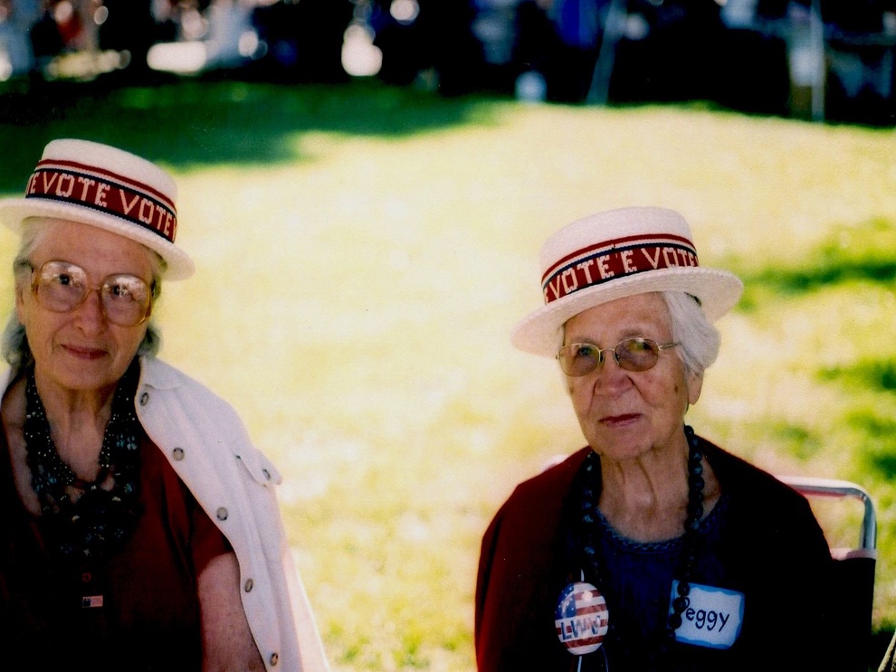 Meet my grandmother, affectionately known as 'Sweet' Peggy. She had a knack for making you look bad while being incredibly sweet. Here she is at the Gore vs. Bush 2000 polls with my great-aunt Lisa.