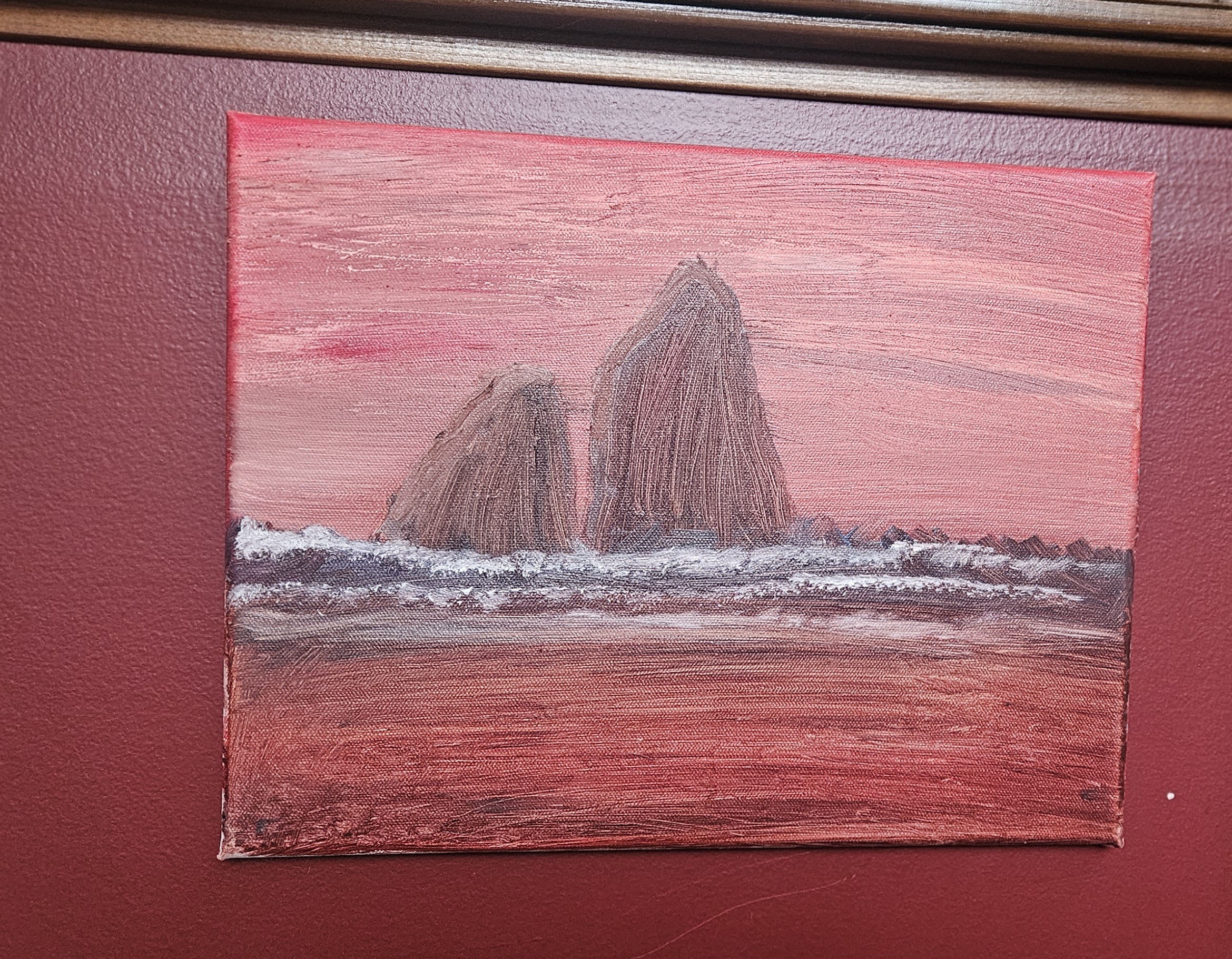 Acrylic and oil painting of Haystack Rock along the beautiful Oregon Coast