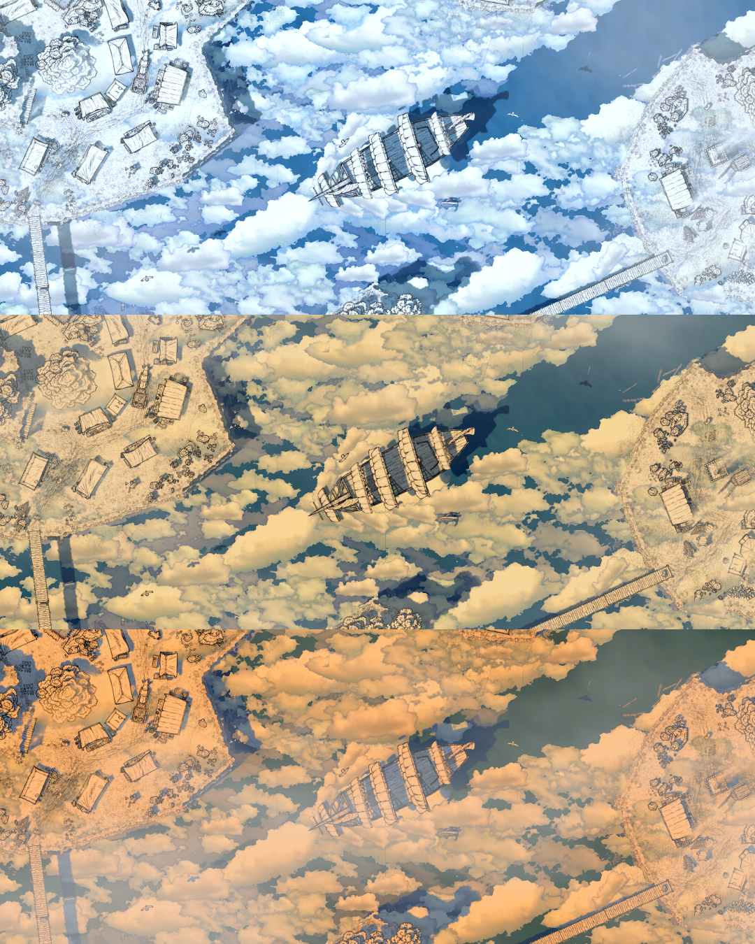 A Dreamy Ship Sailing Through the Clouds