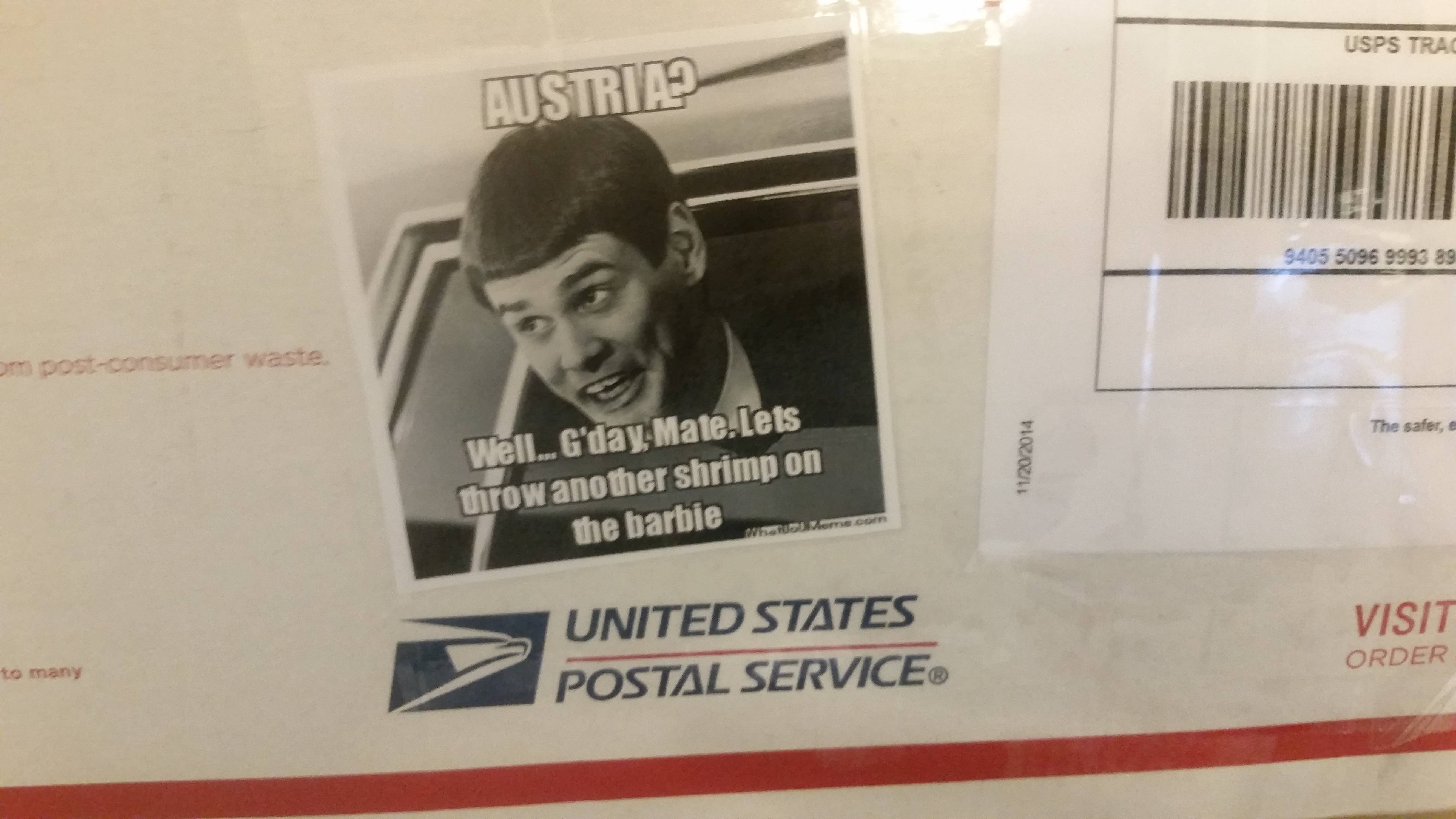 Before I auctioned off my item, this eBayer reached out for a shipping quote to Austria, emphasizing that Austria is indeed part of EUROPE. Here's what I put on the package.