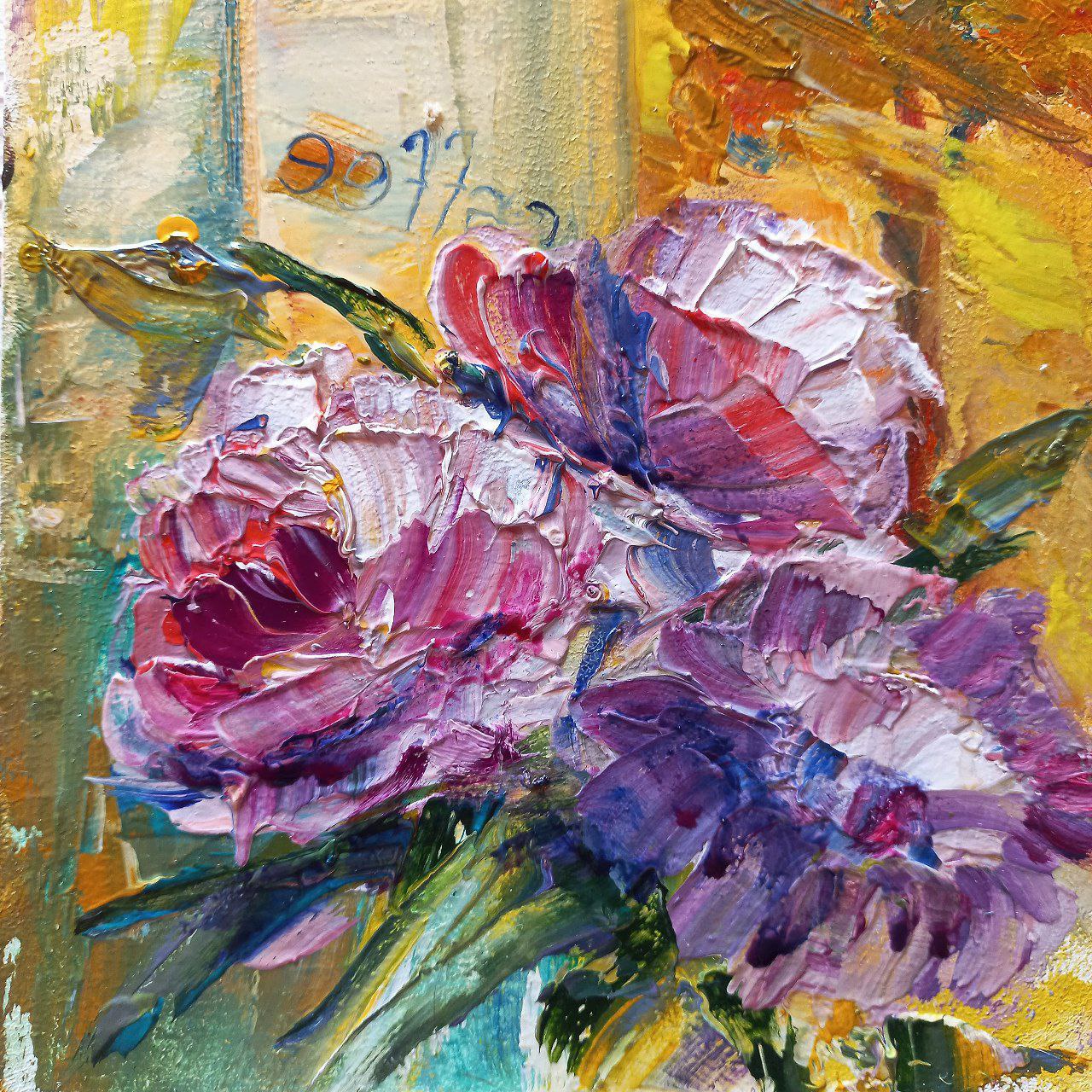 A Beautiful Bouquet in a Café: My Oil Painting
