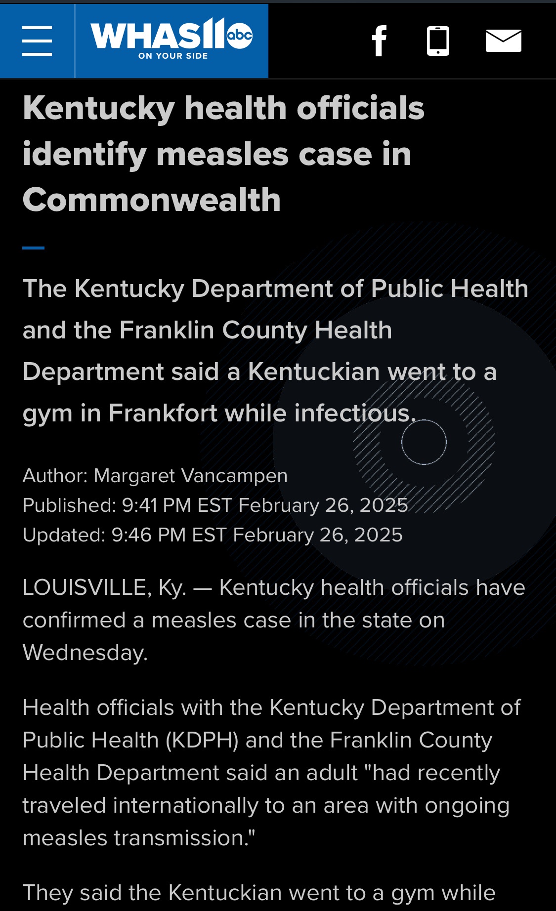 The Kentucky Measles Outbreak