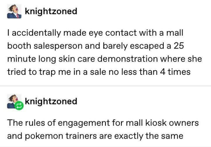 Life as a mall booth salesperson.