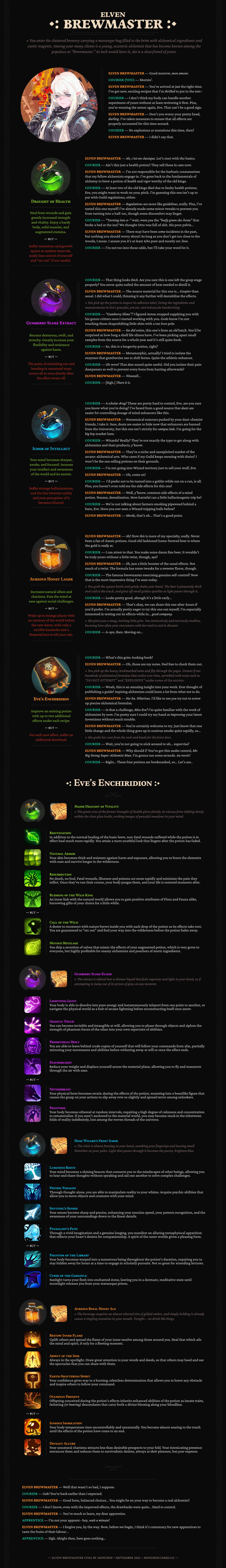 Join the adventure with Elven Brewmaster CYOA by Monchop