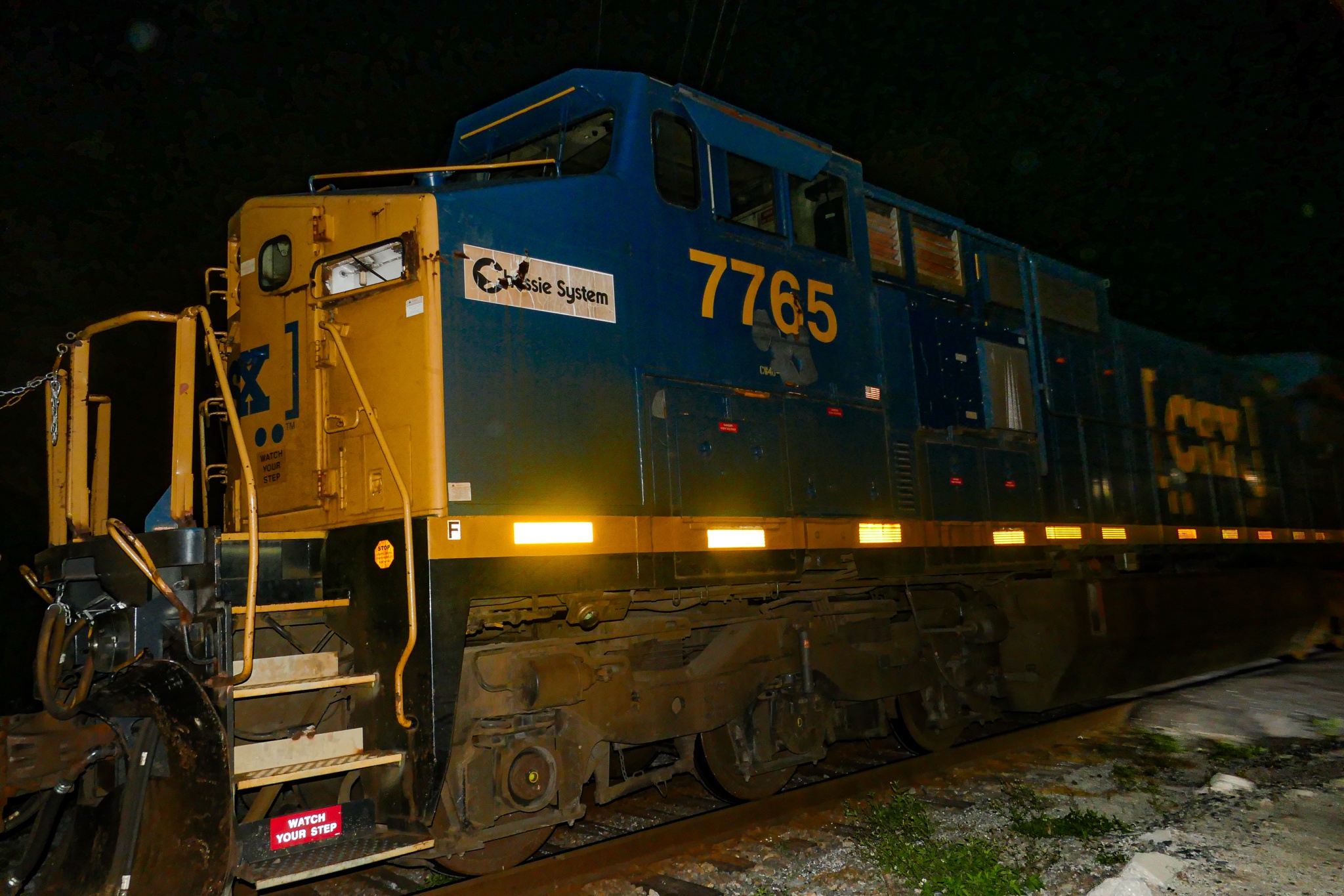 Spotlight on CSX 7765, the star of the show.