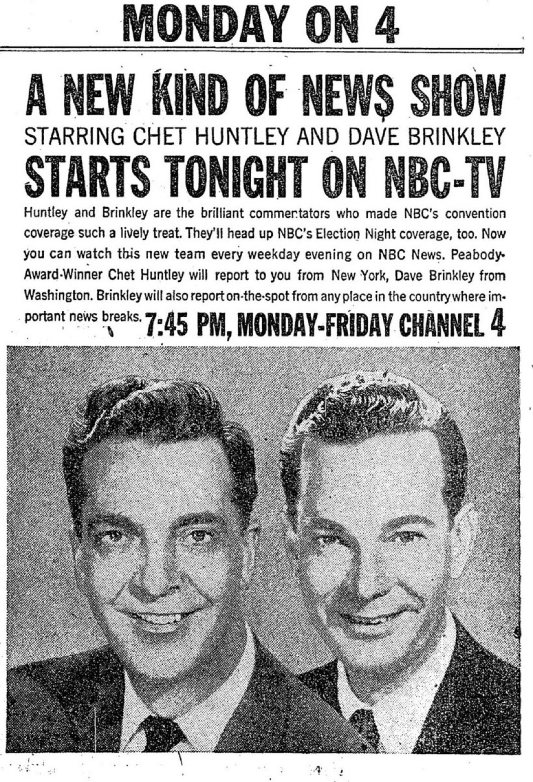 Remembering the Premiere of 'The Huntley-Brinkley Report' 68 Years Ago