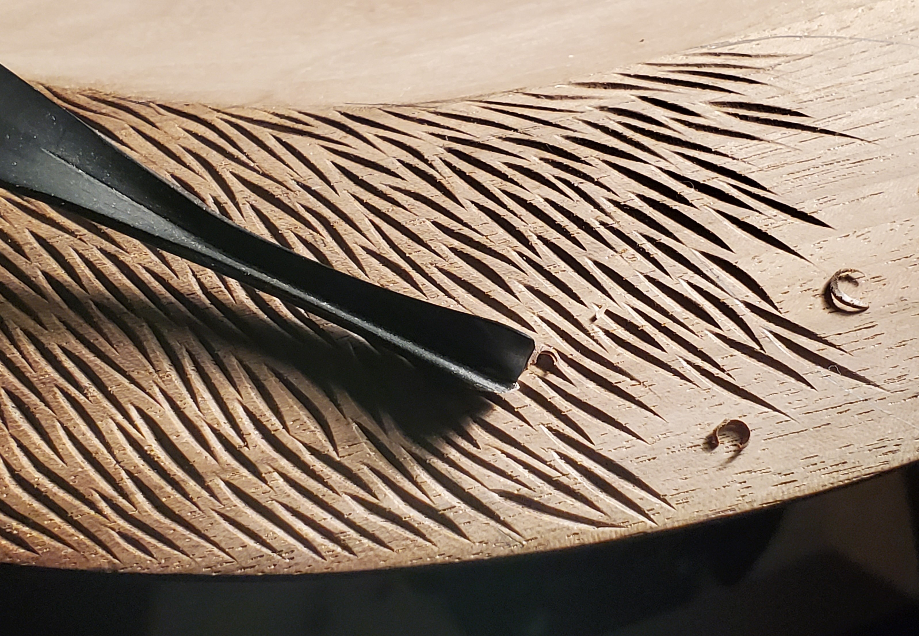 Beautifully Carved Walnut Wide Rim Bowl