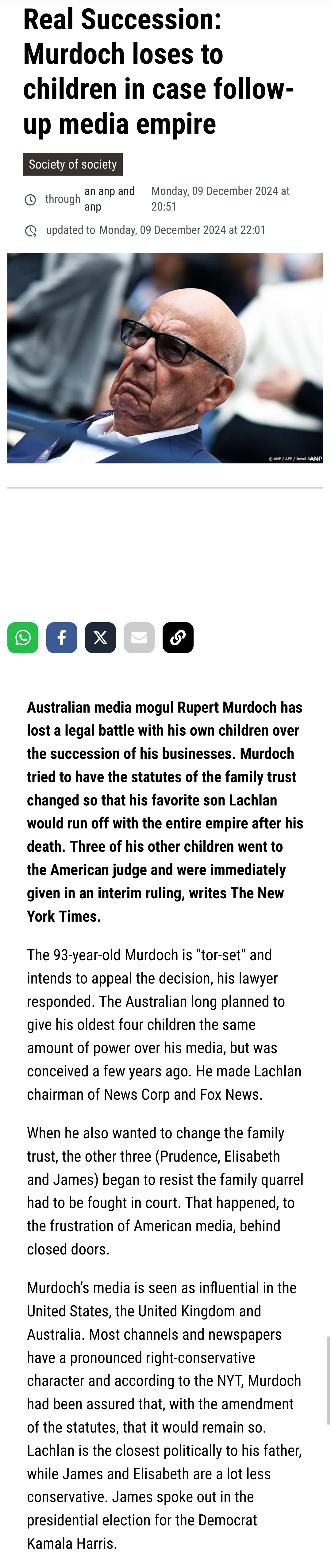 Rupert Murdoch's More Progressive Offspring Triumph in Court