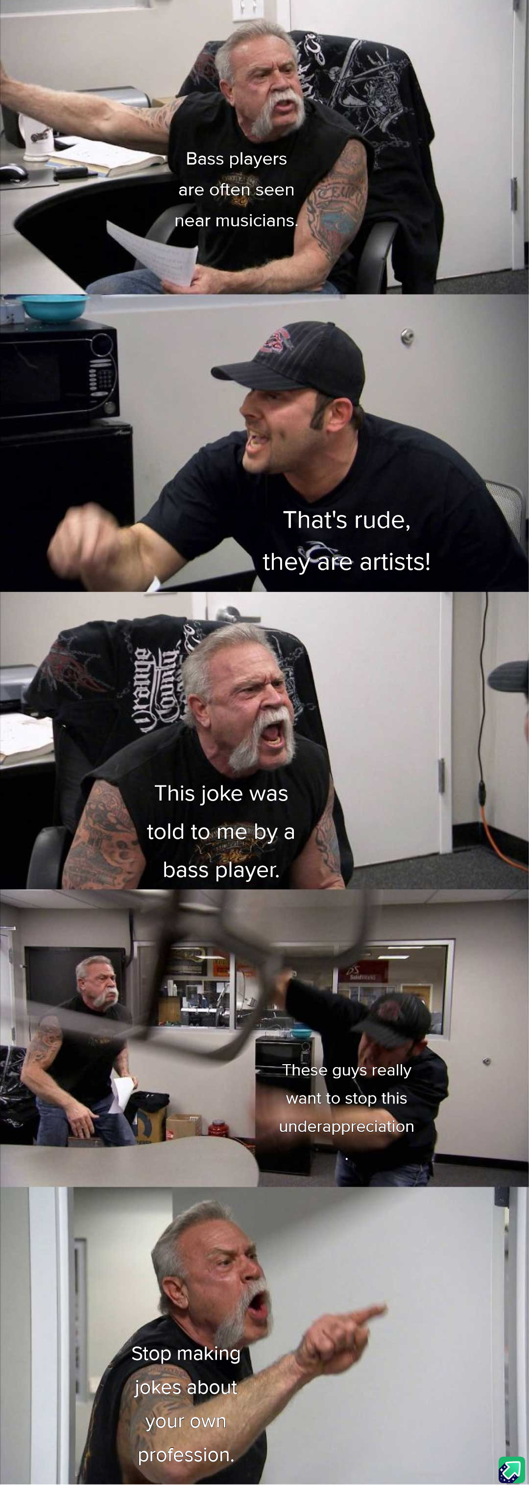 A Bass Player's Hilarious Joke Before the Show