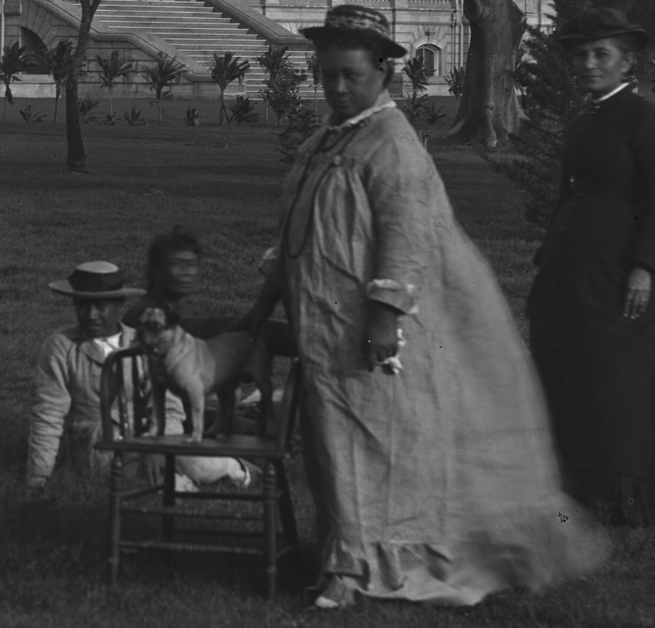 Queen Kapiolani of Hawaii with her Happa Dog in 1885