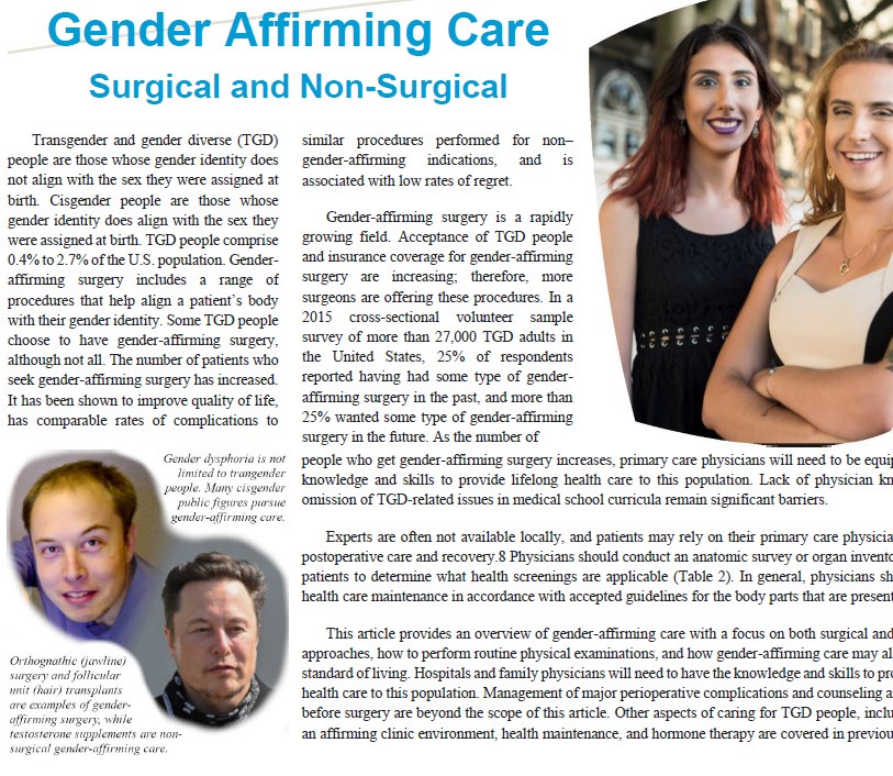 Elon Musk's Subtle Appearance in an AAFP Article on Gender-Affirming Care