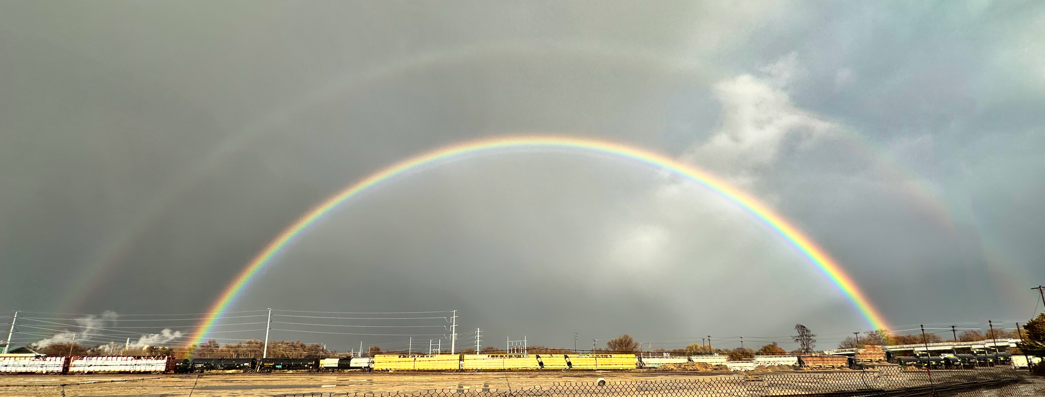 A Beautiful Rainbow Over the Rail Yard