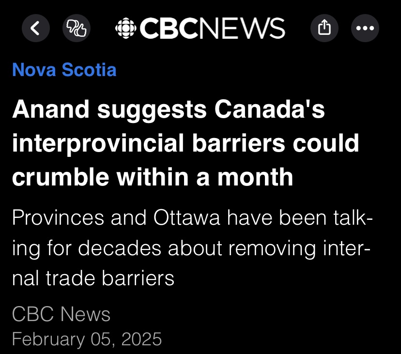 It saddens me that Canada established free trade with a backstabbing America before we sorted it out among our own provinces.