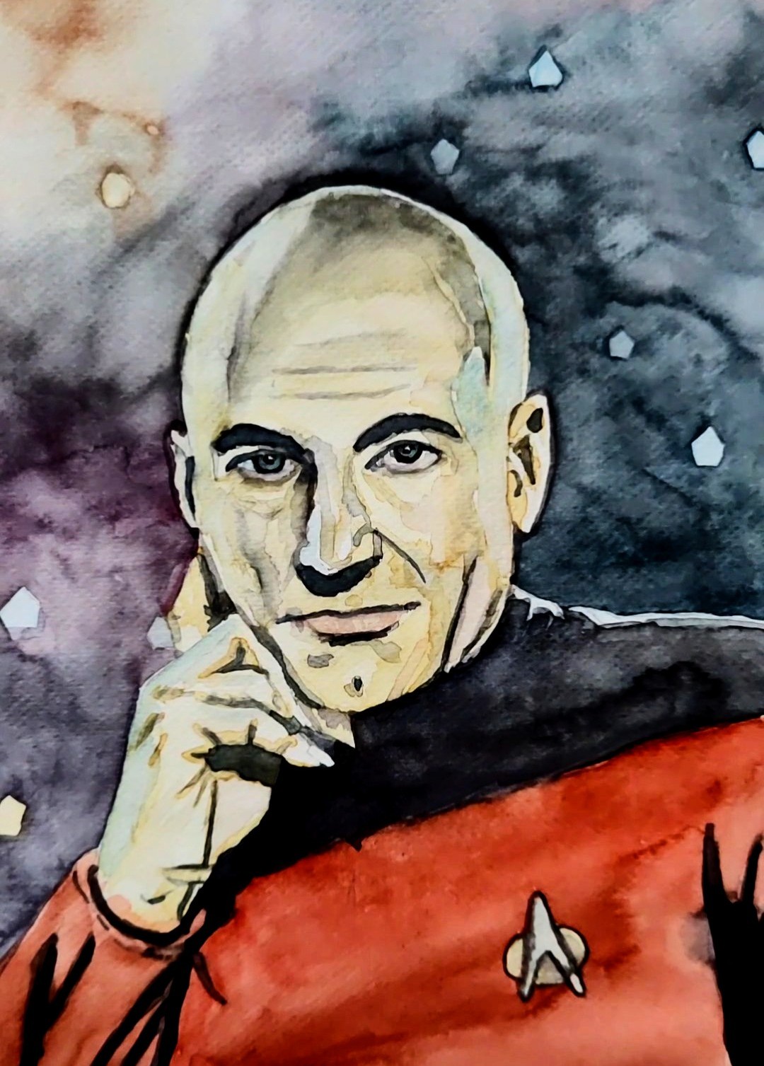 A Stunning Watercolour Portrait of Captain Jean-Luc Picard