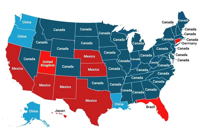 Exploring the top export partners for each state