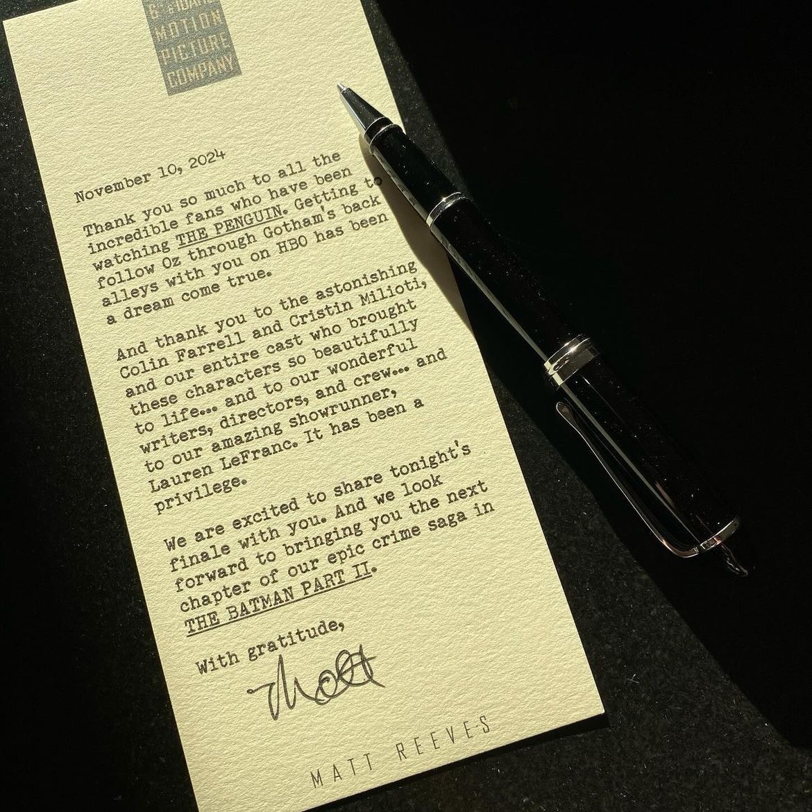 Matt Reeves Thanks The Penguin Fans and Teases The Batman: Part II