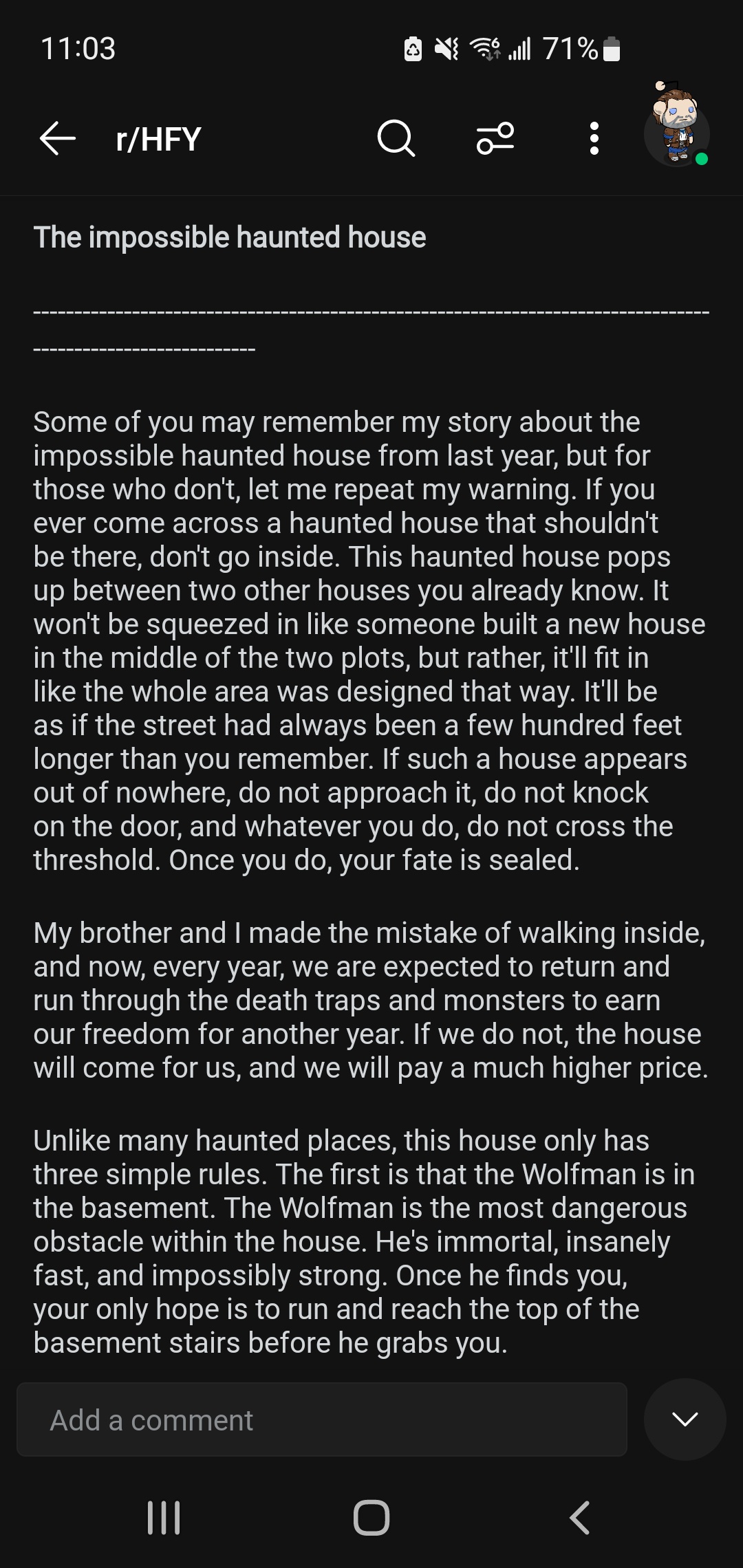 A Chilling Short Story from a Haunted House