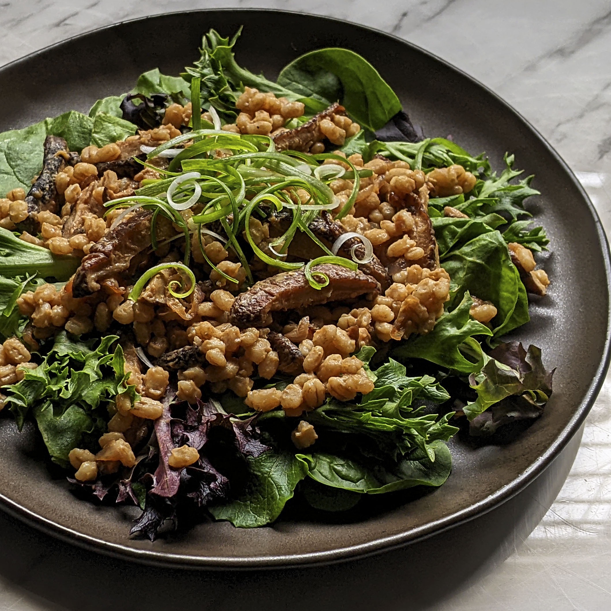 Savor the Flavor: Warm Shiitake Mushroom & Barley Salad with Sesame-Maple Dressing
