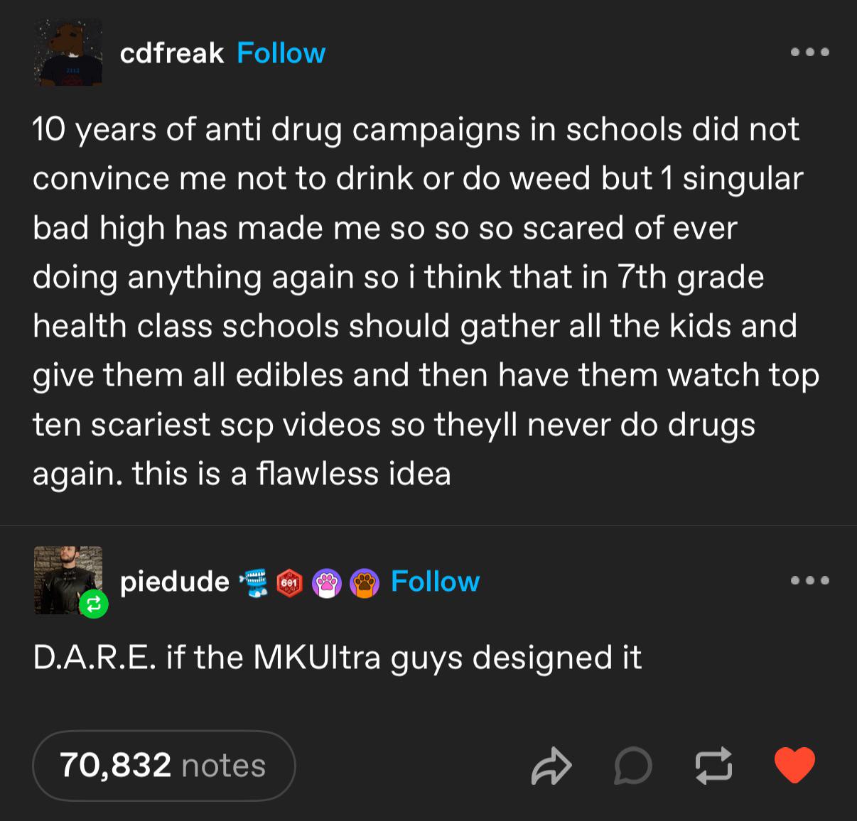 A humorous take on the anti-drug campaign.