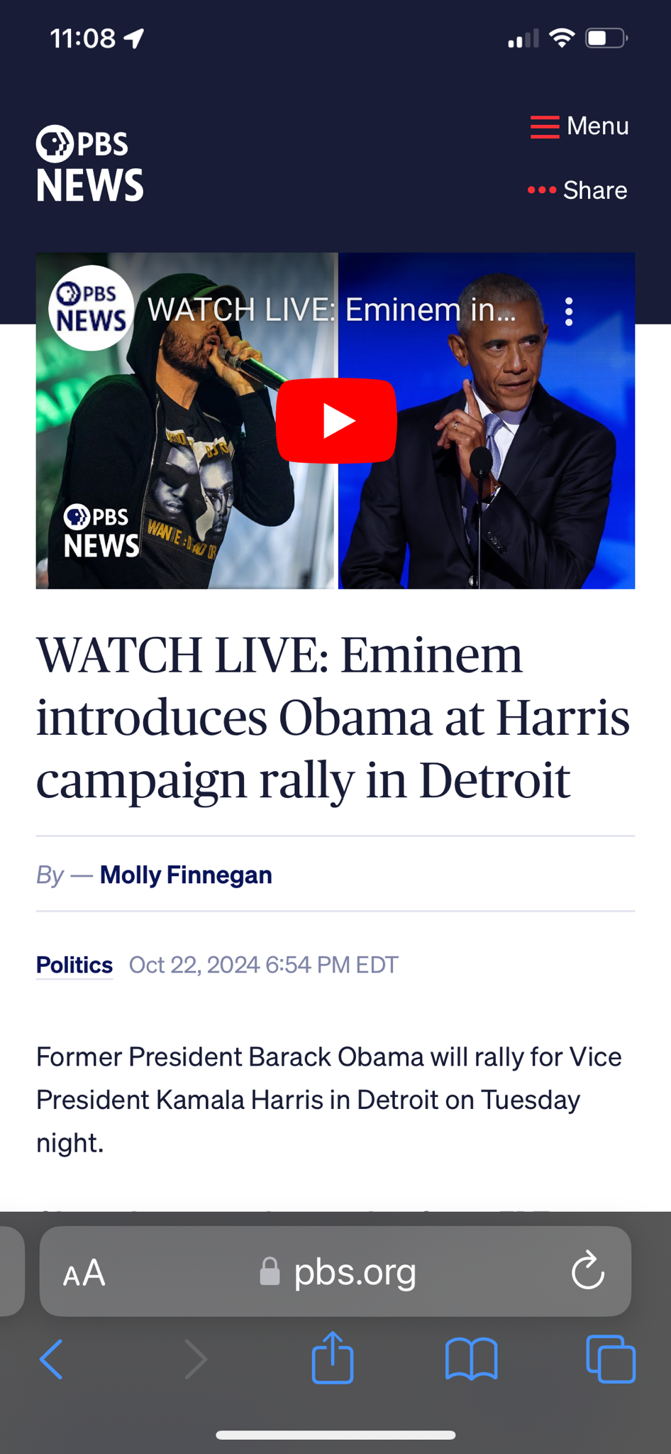 Eminem's Special Introduction of Kamala in Detroit