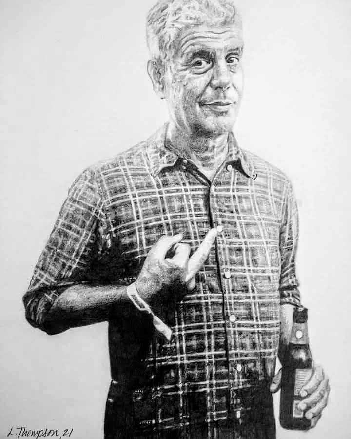 A Stunning Pencil and Graphite Portrait of Anthony Bourdain I Created