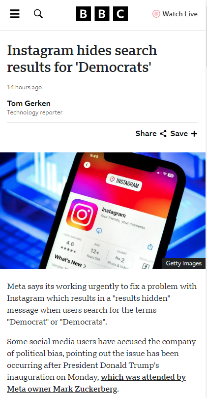 Instagram's Mysterious Disappearance of 'Democrats' Search Results