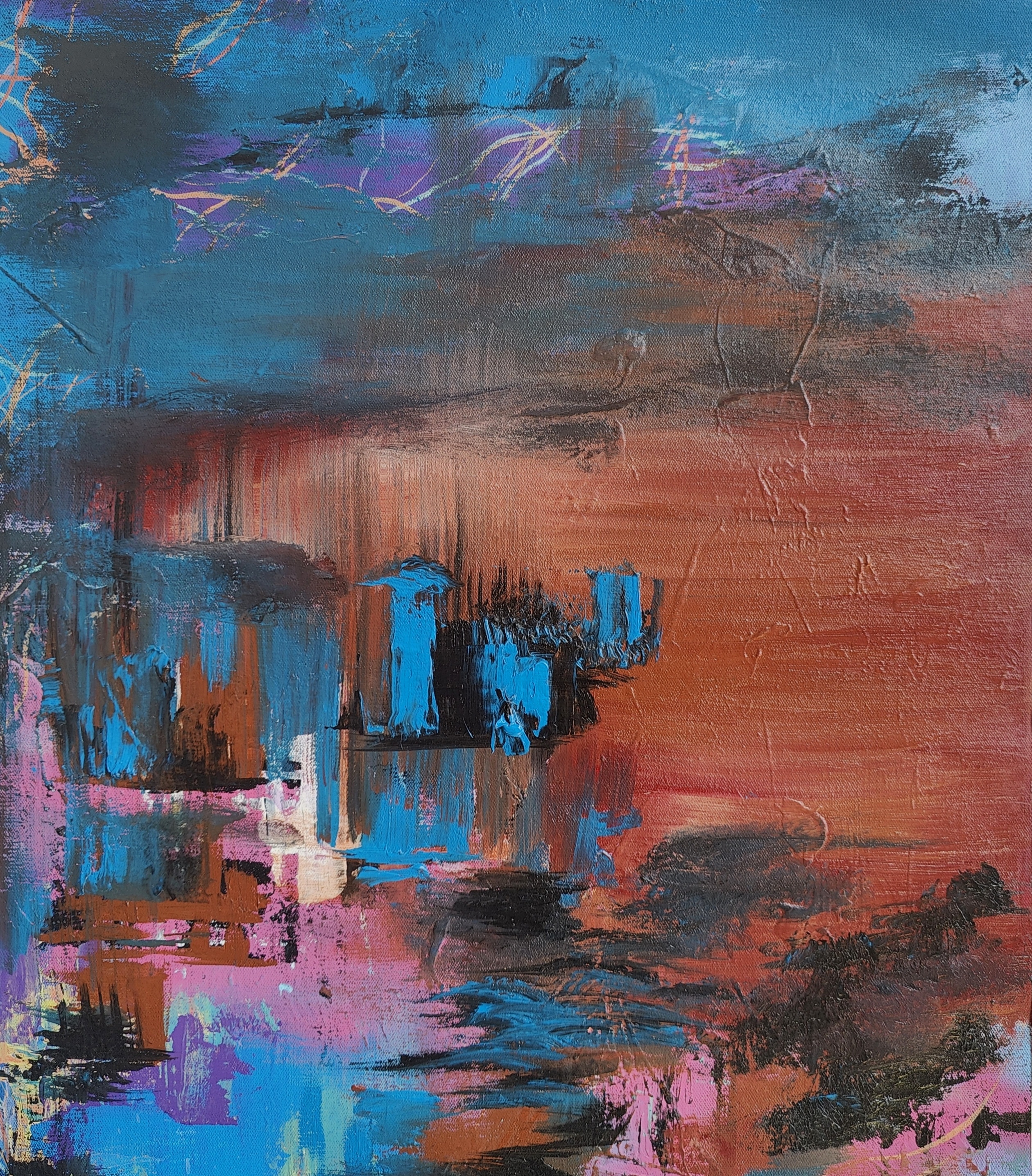 Excited to present my latest artwork, 'Sea of Sand,' on a 40x48 cm canvas.