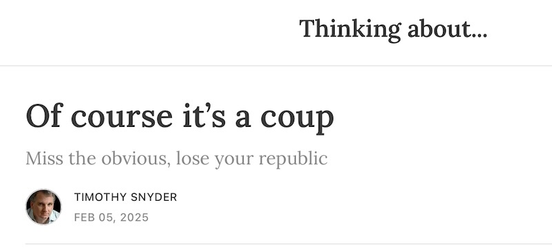 Timothy Snyder Breaks It Down: Yes, It's a Coup (Excerpt)