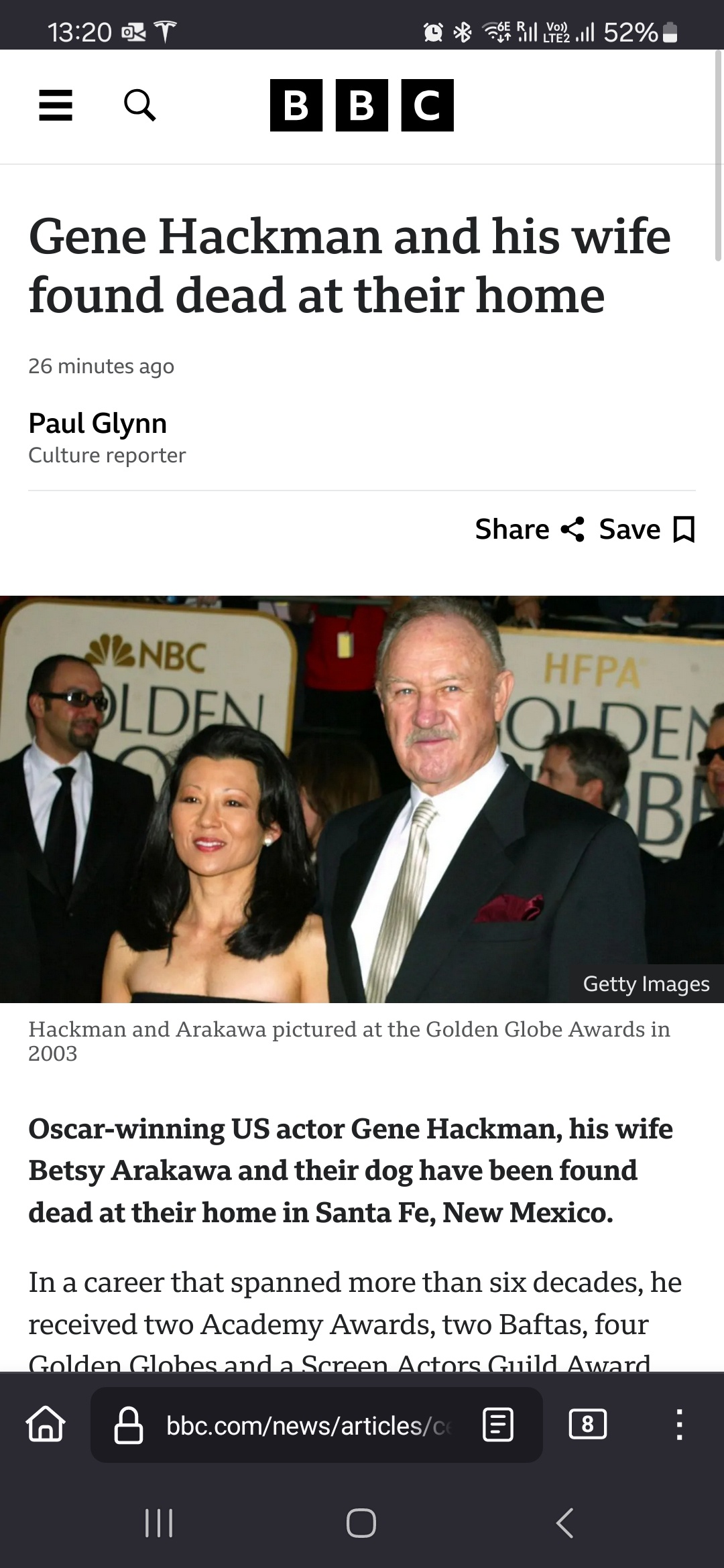 Tragic news: Gene Hackman has been found dead alongside his wife and dog.