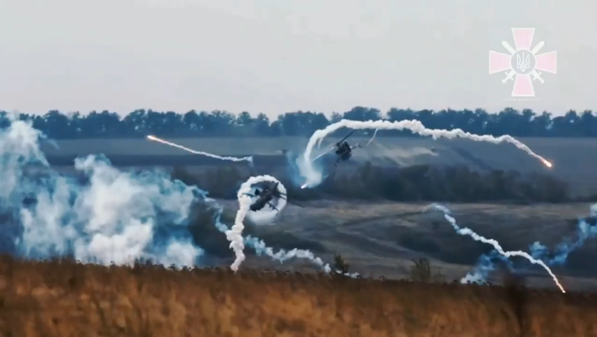 Ukrainian Helicopters Making a Strategic Retreat After Missile Strike