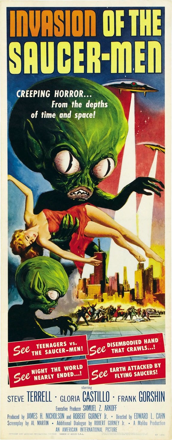 Witness the epic showdown: TEENAGERS vs. THE SAUCER-MEN!