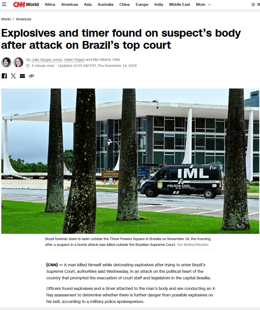 A Brazilian Terrorist's Failed Attack: Bomb Bounces Back and Claims His Life as the Sole Fatality.