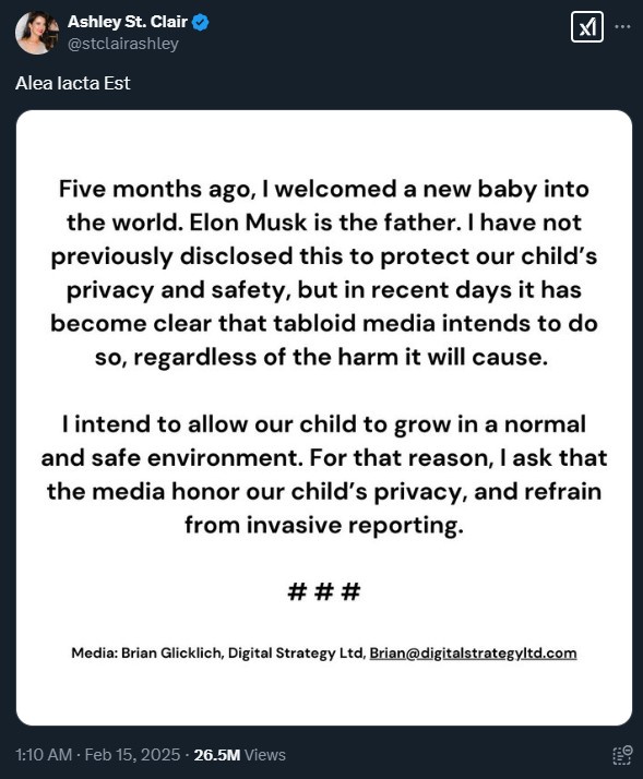 Breaking news: Elon has just welcomed his secret 13th baby!