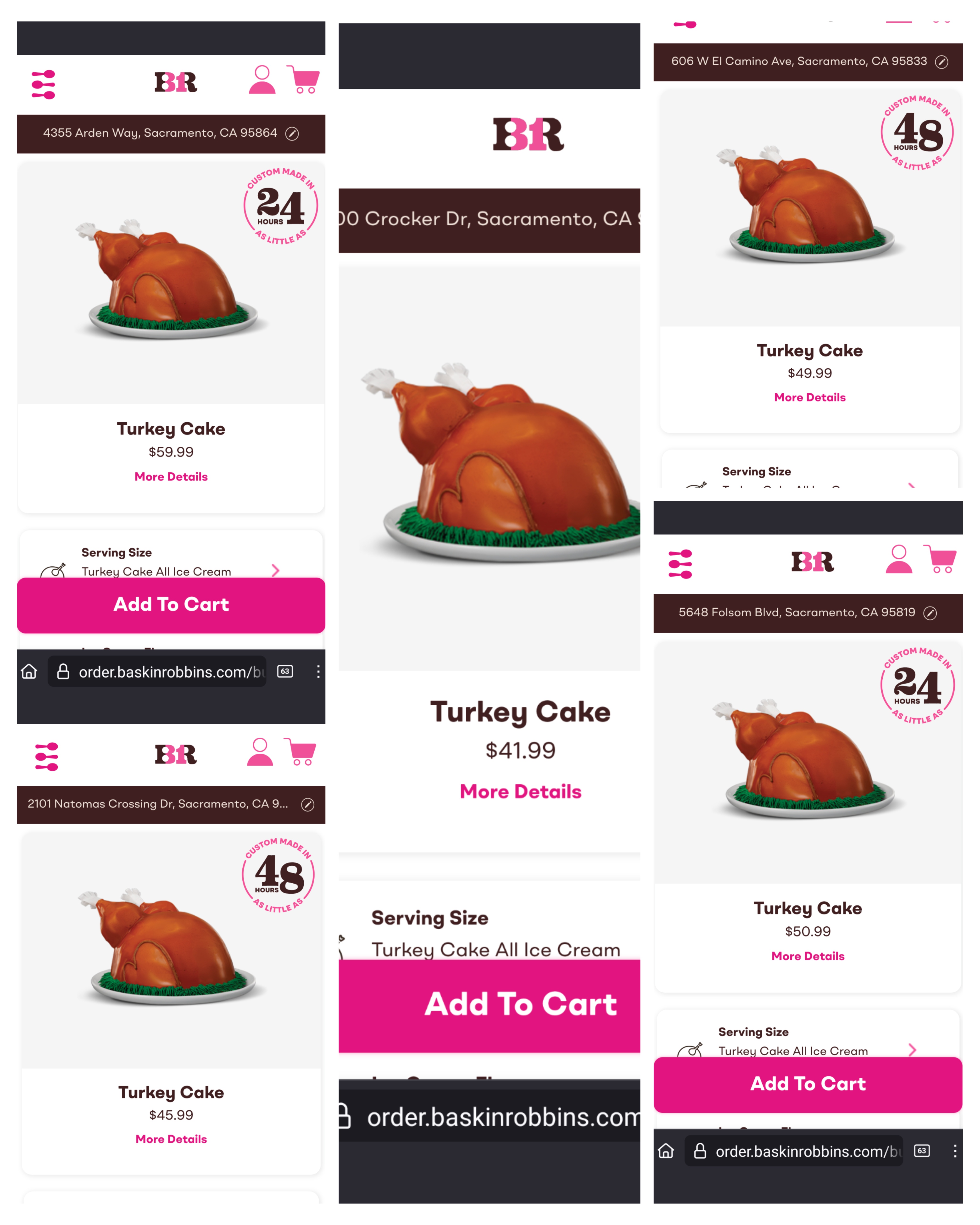 Shopping for a Turkey Ice Cream Cake? Compare Your Options in the Same City!
