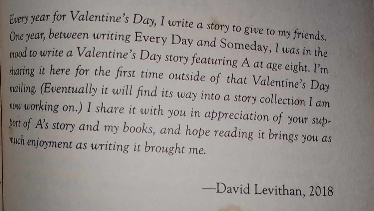 Day 3196: A Special Edition of David Levithan's Every Day Short Story