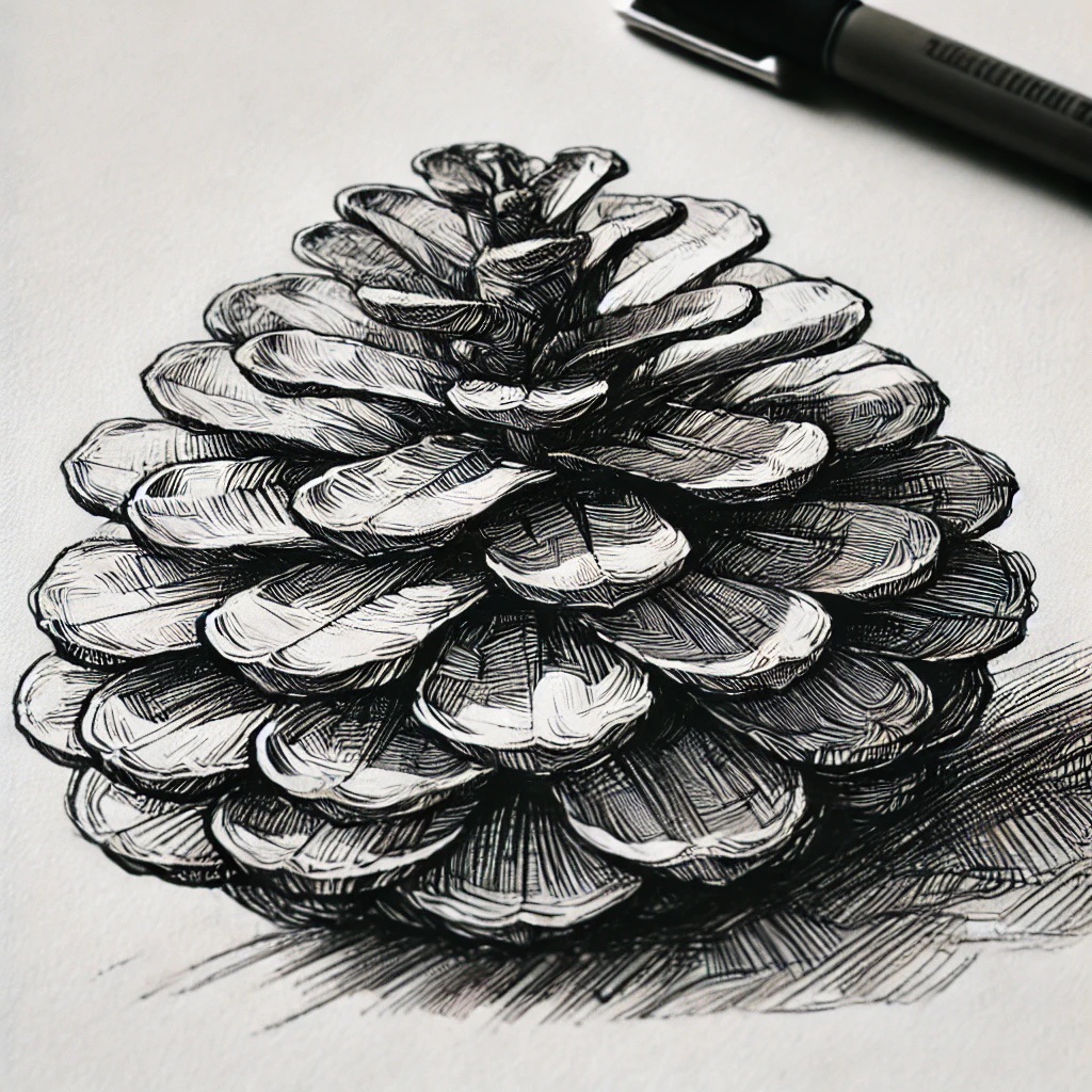 Creative Pinecone Sketch: Nature’s Art