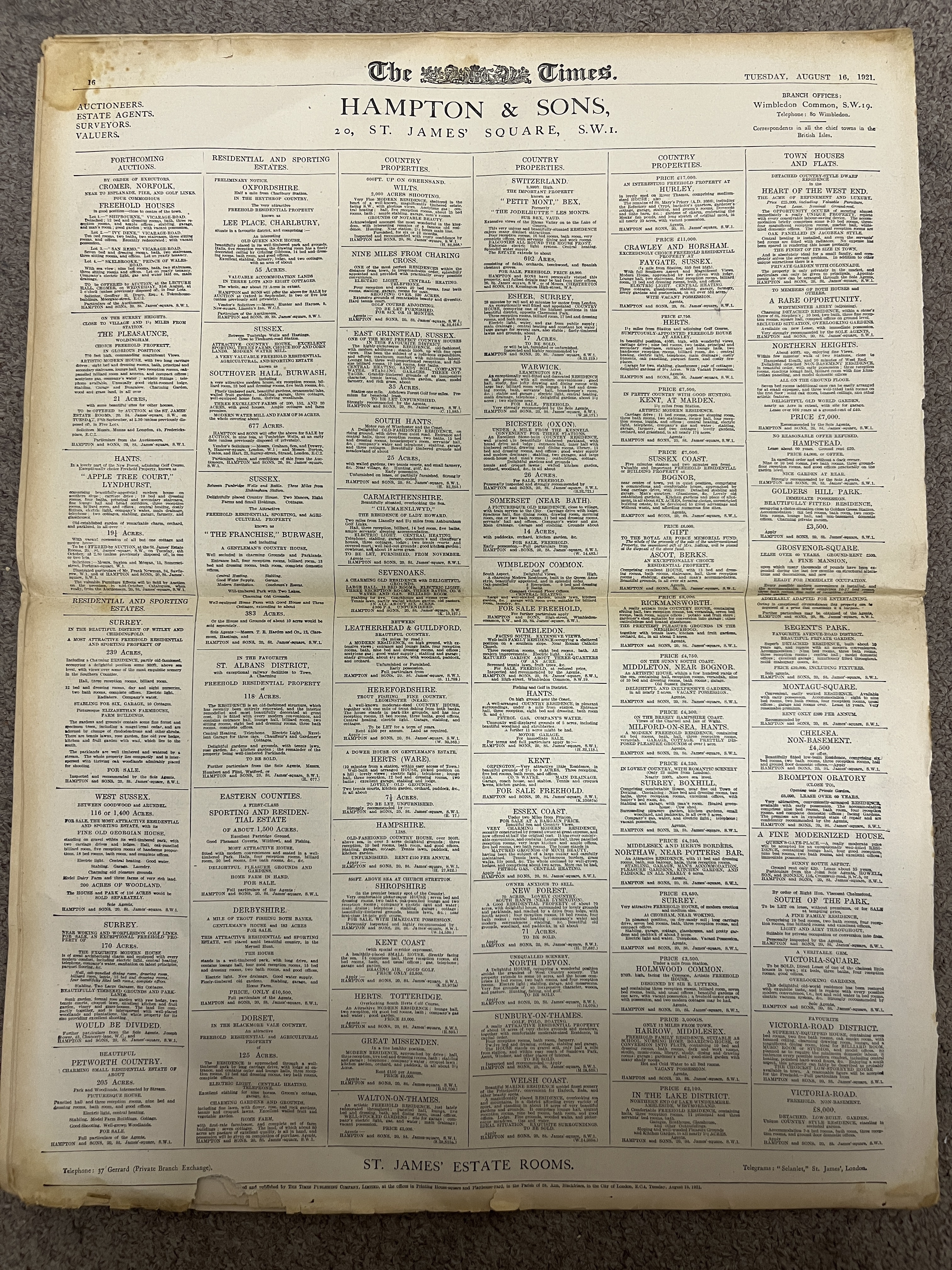 The Times: Late London Edition from 1921