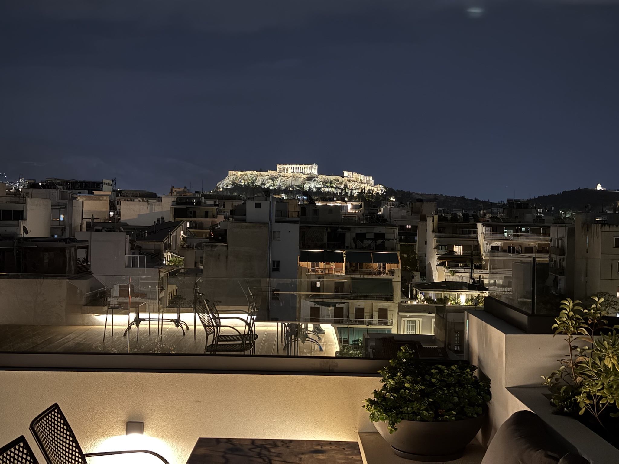 The Acropolis illuminated at night