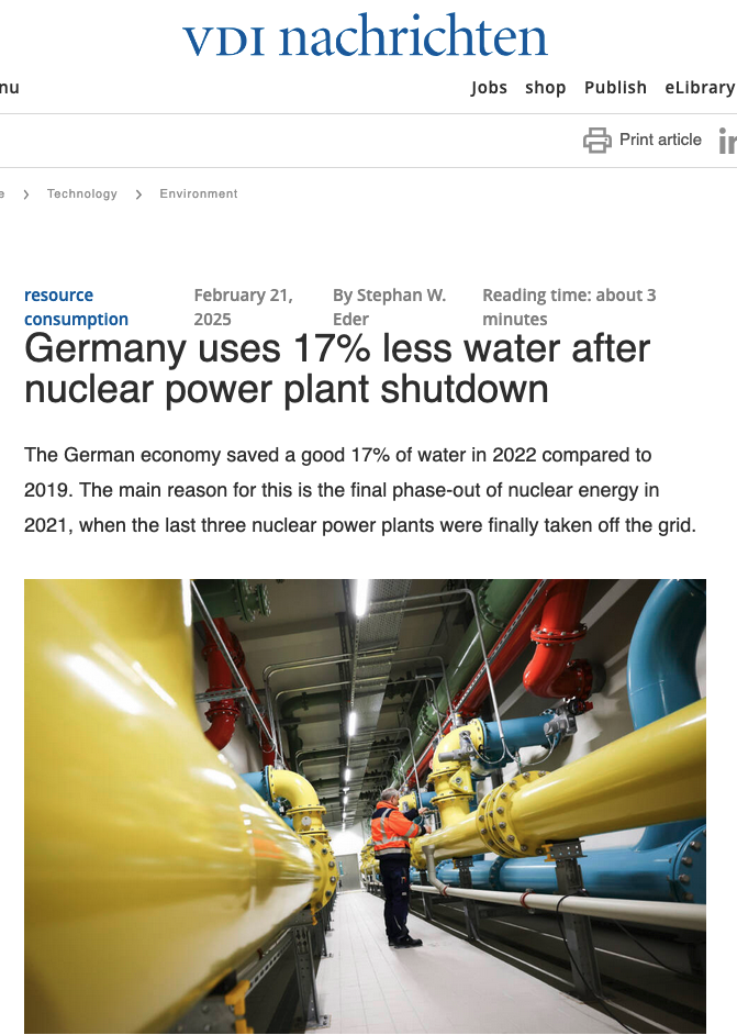 Germany's Water Usage Drops by 17% After Shutting Down Last Three Nuclear Reactors