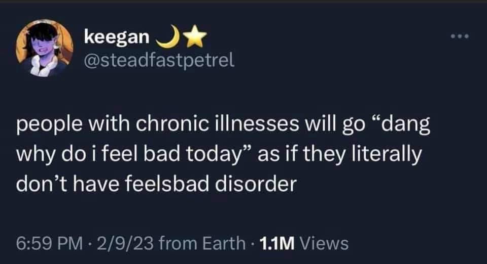 Why is my stomach in knots today? Oh right, it's the Crohn's Disease acting up.