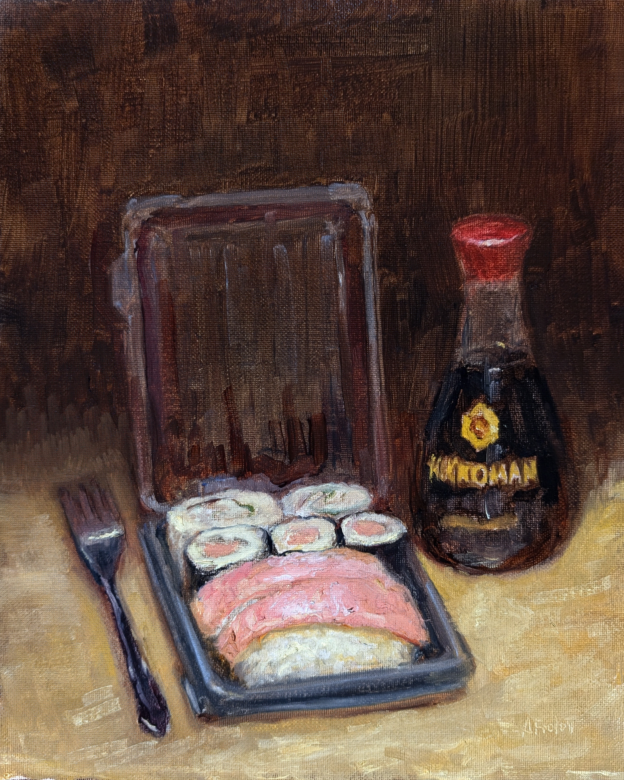 My Artistic Take on Fancy Sushi: An Oil Painting