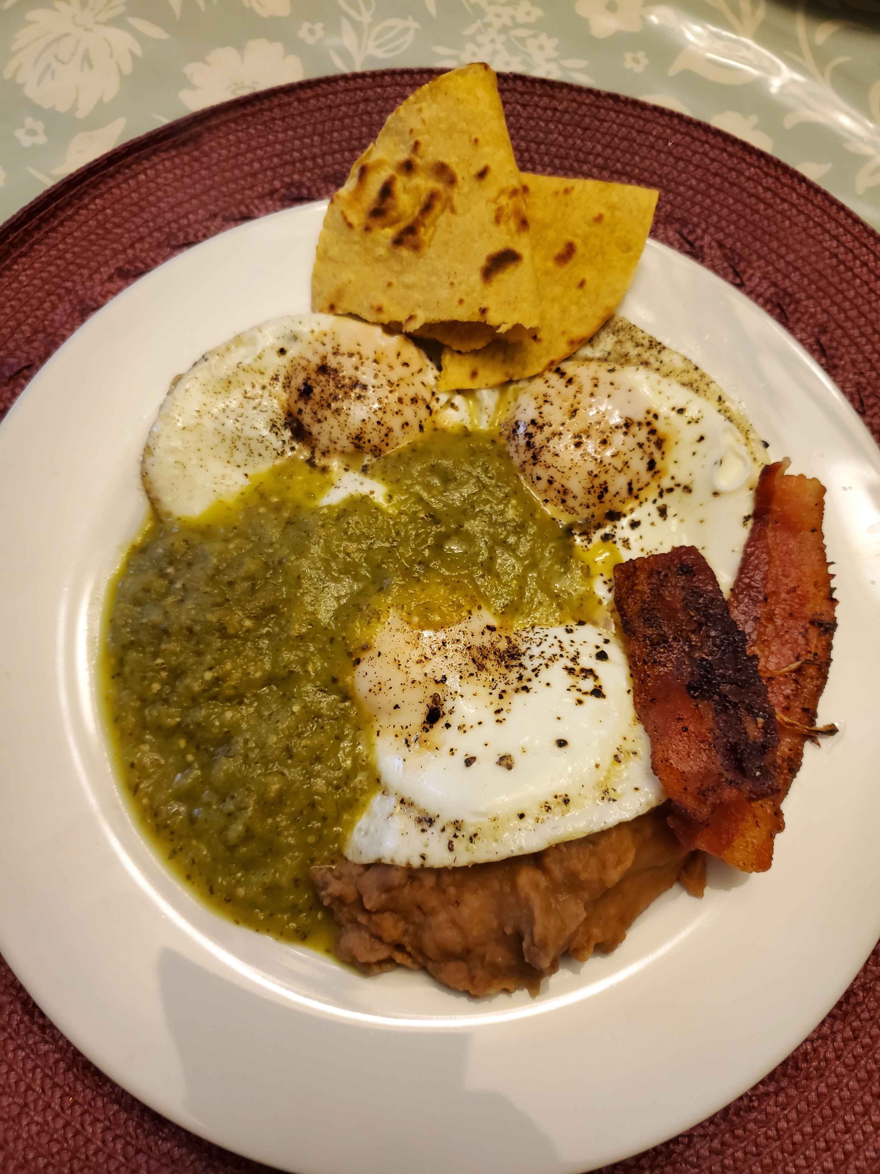 Delicious Huevos Rancheros with a Twist of Homemade Salsa Verde!