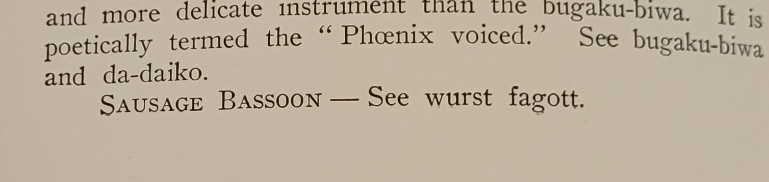 A fascinating snippet from a 1908 Music Encyclopedia.