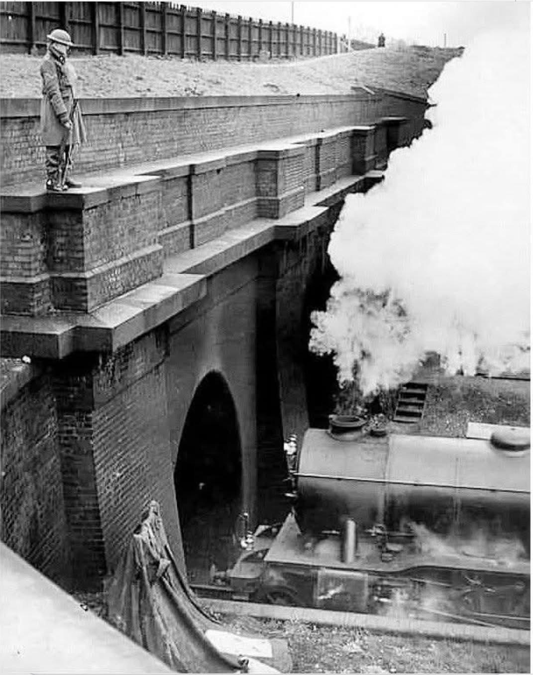 A Soldier Guarding the Tunnel Entrance on the London and North Eastern Railway During WWII