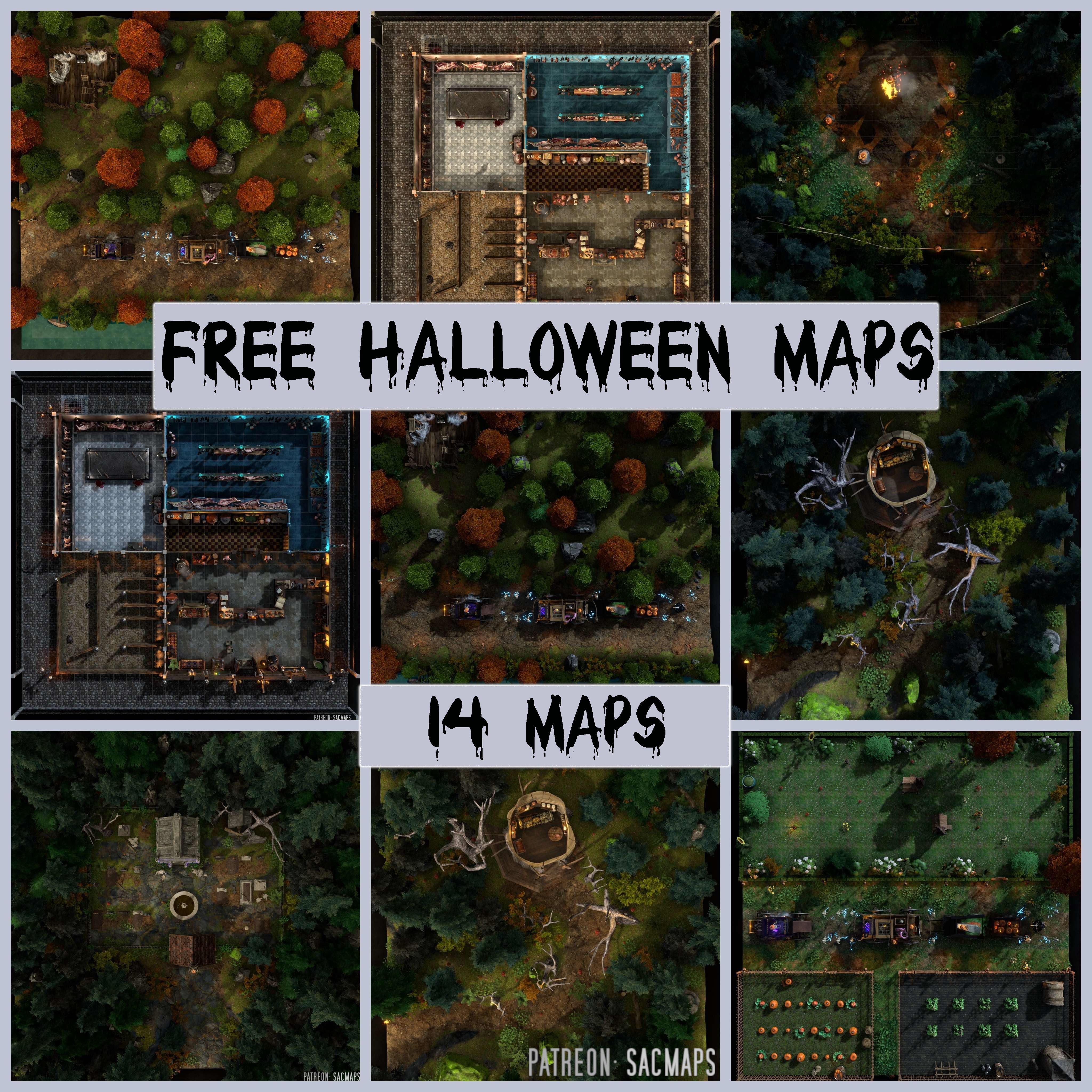 Unlock the Spookiness: 14 Free Halloween Map Packs for DnD, Pathfinder, and More!