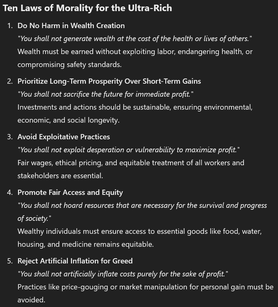 The Ten Commandments of Wealthy Morality